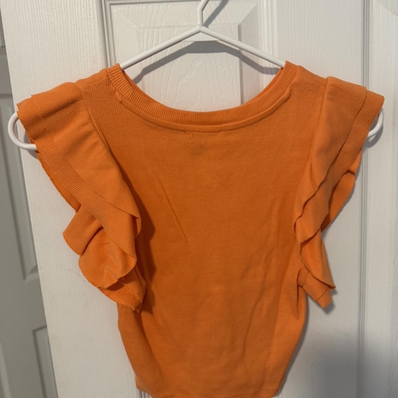 Zara Orange Ruffled Crop Top - Picture 2 of 3